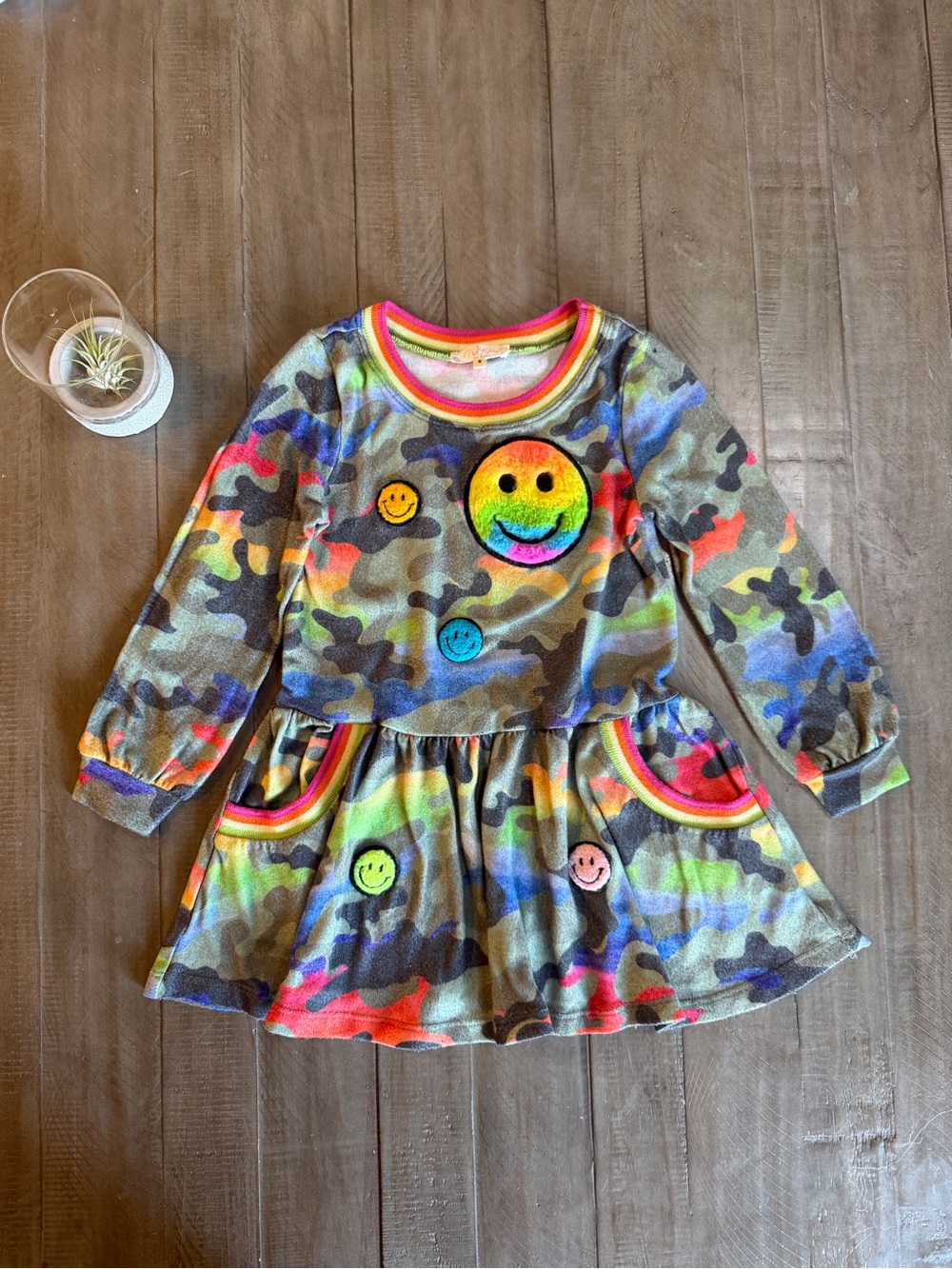 Truly Me Rainbow Camo Smiley Dress - Multicolor Accents